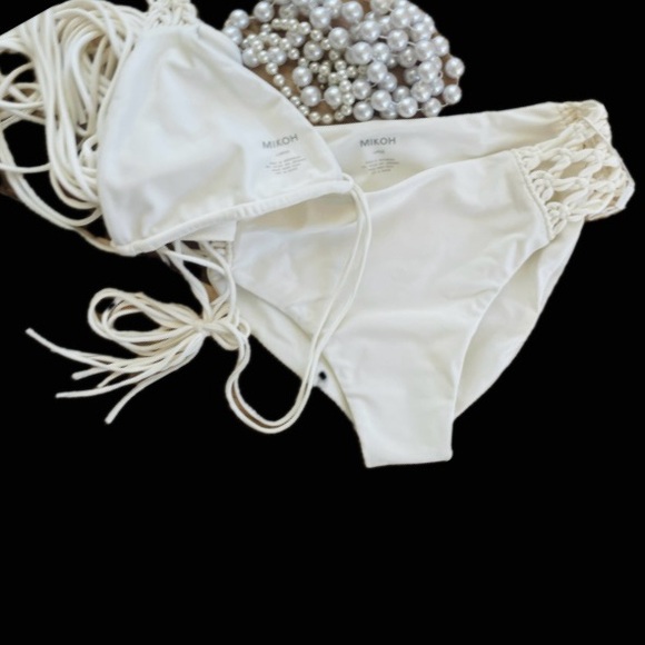 MIKOHLVenezuela & Mililani Crochet Strappy Braid Bikini Set Bone Ivory NWT